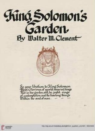[Neue Folge] vol. 1: King Solomon's garden