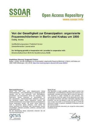 Von der Geselligkeit zur Emanzipation: organisierte Frauenrechtlerinnen in Berlin und Krakau um 1900
