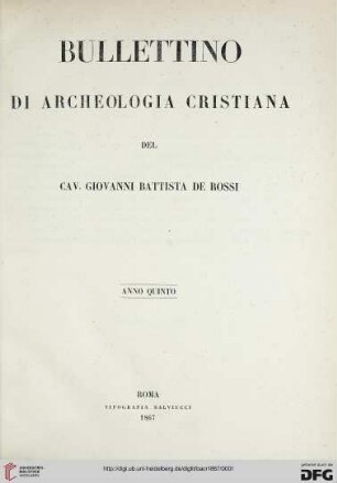 5: Bullettino di archeologia cristiana