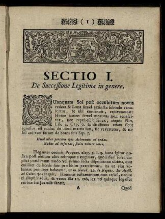Sectio I. De Successione Legitima in Genere.