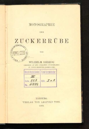 Monographie der Zuckerrübe