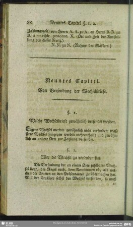 Neuntes Capitel. Von Versendung der Wechselbriefe