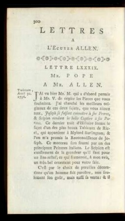 Lettres A L'Ecuyer Allen