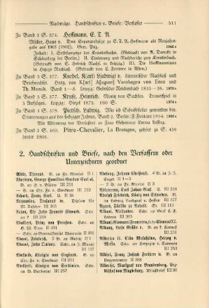 2. Handschriften und Briefe, nach den Verfassern oder Unterzeichnern geordnet