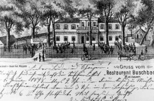 Meißen-Buschbad. Restaurant Buschbad, Ansichtskarte, Repro