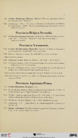Provincia Aquitania Prima (Nr. 113 - 139)
