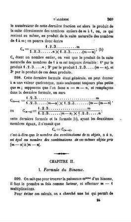 Chapitre II. Formule du binome.
