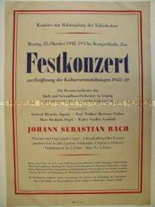 Maueranschlag mit Programm eines Festkonzerts des Komitees zur Bekämpfung der Tuberkulose