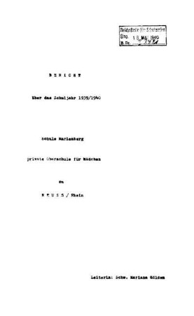 1939/40: Bericht ... - 1939/40