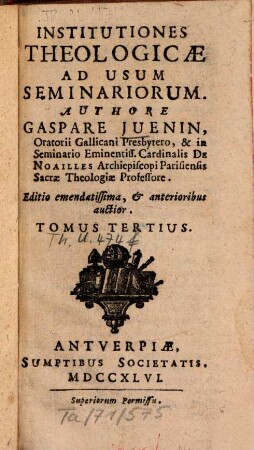 Institutiones theologicae ad usum seminariorum