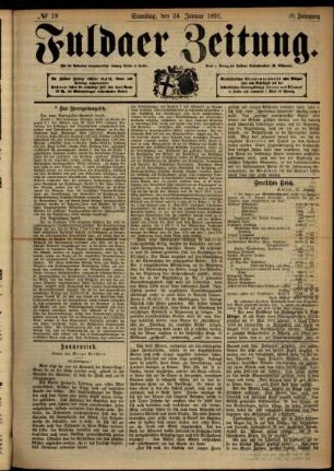 Ausgabe vom Samstag, den 24. Januar 1891.