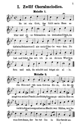 I. Zwölf Choralmelodien.