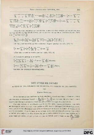 13: Note annexe sur l'optatif à propos des décrets de Rosette, de Philée et de Canope
