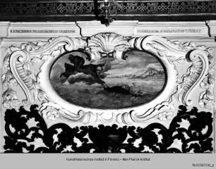 Ausmalung des Oratorio della Santissima Trinità : Wanddekoration : Heilige und Selige der Familie Piccolomini: Der selige Joachim Piccolomini rettet Ranuccio aus den Fluten