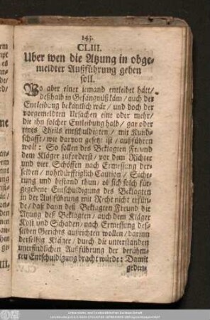 CLIII. Uber wen die Atzung in obgemeldter Außführung gehen soll.