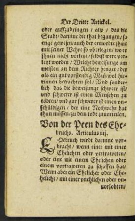 Von der Peen des Ehebruchs. Articulus iiii.
