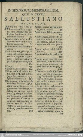 Index Rerum Memorabilium, Quae In Textu Sallustiano Occurrunt