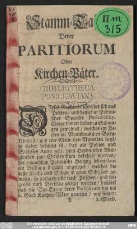 [Stamm-Tafel Derer Paritiorum Oder Kirchen-Väter]