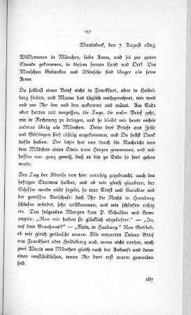 137 Wandsbeck, den 7. August 1805.
