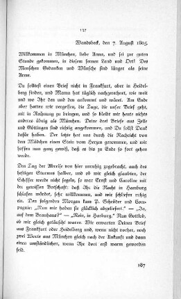 137 Wandsbeck, den 7. August 1805.