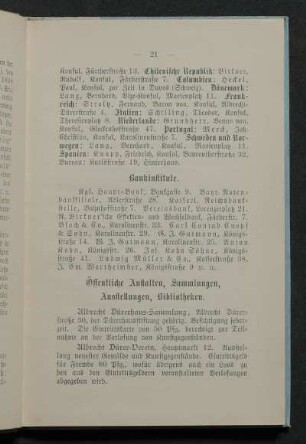 Öffentliche Anstalten, Sammlungen, Ausstellungen, Bibliotheken.