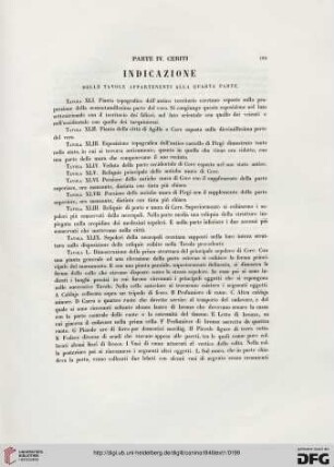 Indicazione delle tavole appartenenti alla quarta parte
