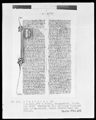 Bibel — Initiale P (aulus), darin der Apostel Paulus, Folio 424verso