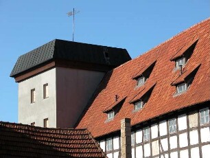 Quedlinburg - "Schauer" - Turm am Fleischhof : "Schauer"-Turm. Aufgenommen 2004 in Quedlinburg