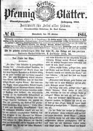 No. 43, Sonnabend, den 22. October 1864