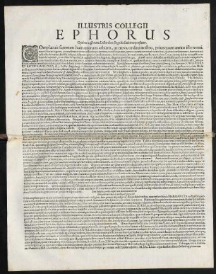 Illustris Collegii Ephorus Optime cessuram Lectoribus singulis Salutem praefatur