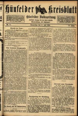 Ausgabe vom Donnerstag, den 31. Juli 1924.