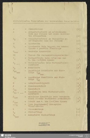 Alphabetisches Verzeichnis der verwendeten Formelzeichen