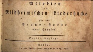 Melodien zum Mildheimischen Liederbuche : für d. Piano-Forte oder Clavier