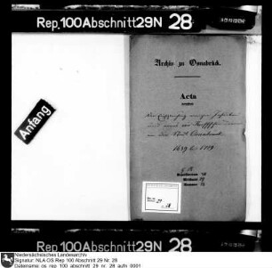 Einschleichung einiger Jesuiten und eines von Korff'schen Dieners in die Stadt Osnabrück