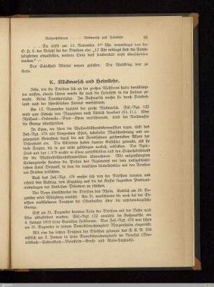 K. Rückmarsch und Heimkehr