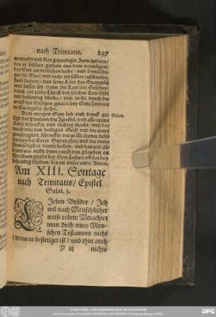 Am XIII. Sontage nach Trinitatis/ Epistel Galat. 3.