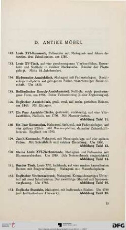D. Antike Möbel (Nr. 172-233)