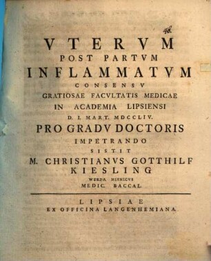 Uterum post partum inflammatum