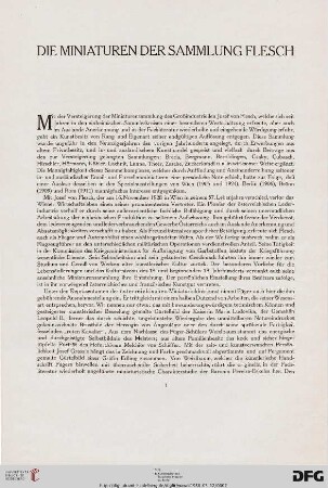 Die Miniaturen der Sammlung Flesch (Nr. 1-267)