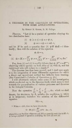 A Theorem in the calculus of operations, with some applications.