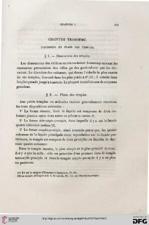 Chapitre troisième. Dimensions et plans des temples