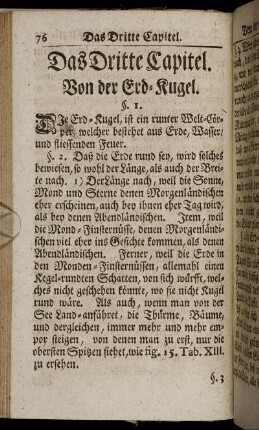 Das Dritte Capitel. Von der Erd-Kugel.