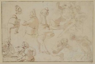 Studienblatt einzelner Figuren aus dem Bauernleben