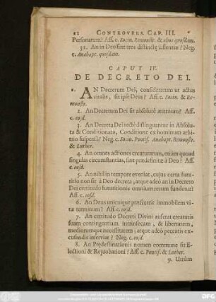 Caput IV. De Decreto Dei.
