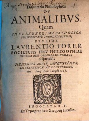 Disputatio Philosophica De Animalibus
