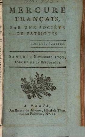 Mercure de France. 1792, 11