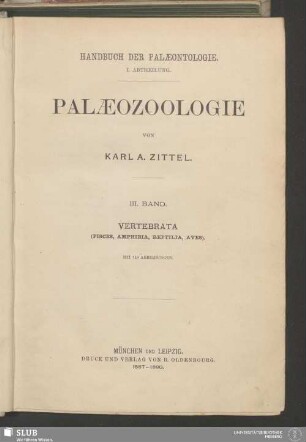 Abth. 1, Bd. 3: Vertebrata (Pisces, Amphibia, Reptilia, Aves)