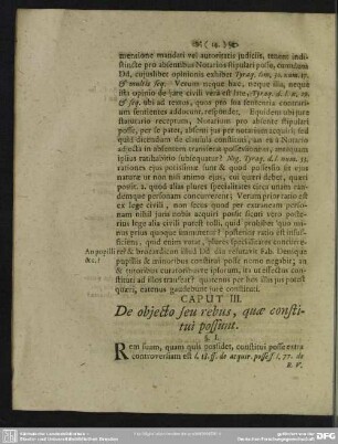 Caput III. De obiecto seu rebus, quae constitui possunt