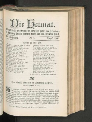 19. Jahrgang. No. 8. August 1909.