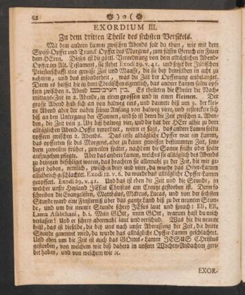 Exordium III. Zu dem dritten Theile des sechsten Versikels.